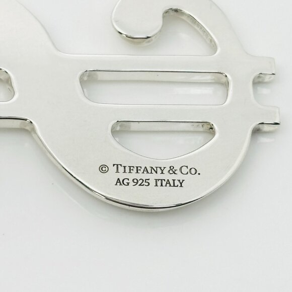 RARE Tiffany & Co Dollar Sign Money Pendant Chain Necklace in Sterling Silver - Picture 7 of 9